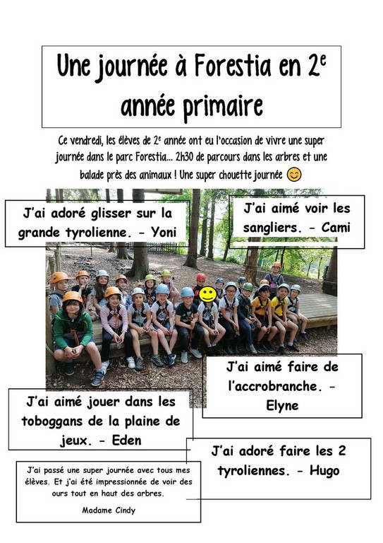 Une journée à Forestia en 2e année primaire